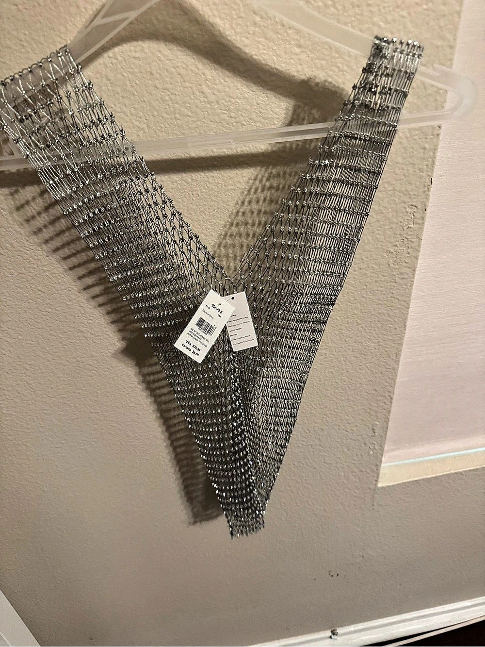 Crystal Studded Silver Fishnet Tank Top